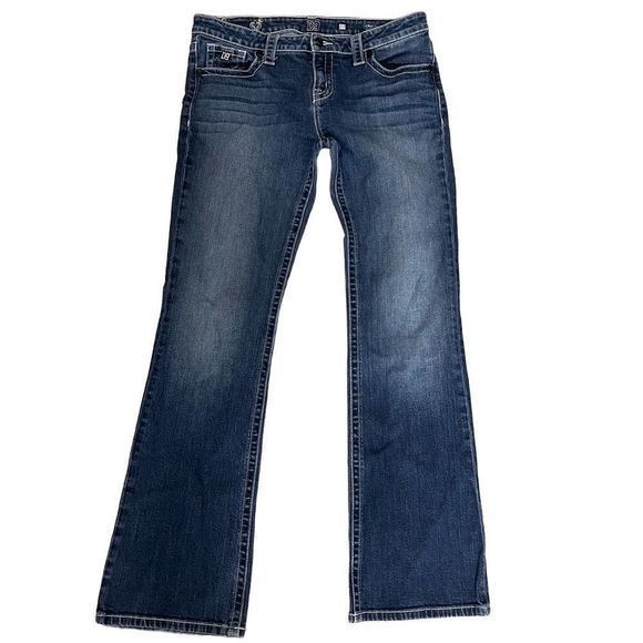 District 9 D9 Turner Fit Distressed Denim Rhinestone Back Pockets Jeans SZ 29 - Picture 1 of 12